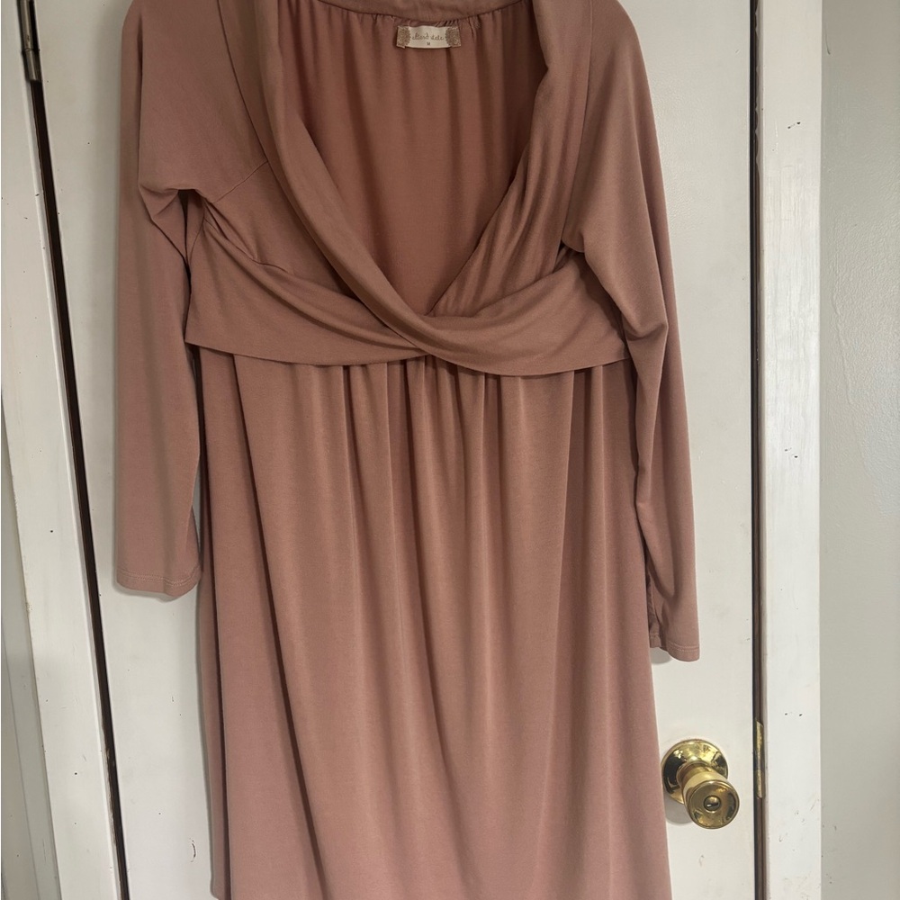 Altar'd State Mauve Long-Sleeve Twist-Front Dress